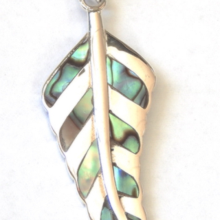 Sterling Silver Paua Leaf Pendant