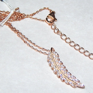 Rose Gold Plated Leaf Necklace in Sterling Siver