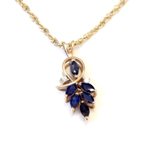 Pre-loved Sapphire & Diamond 9ct pendant and chain