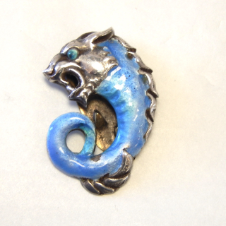 Sterling Silver and Enamel Clothing Clip MERLION