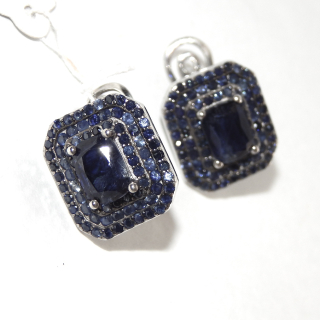 Sterling Silver and Sapphire Cluster earrings