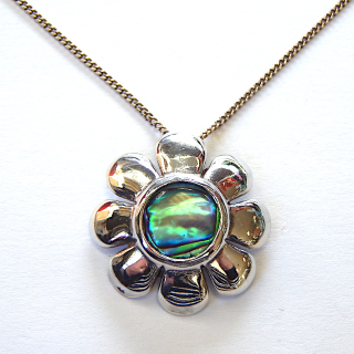 Sterling Silver & Paua Shell Pendant Necklace