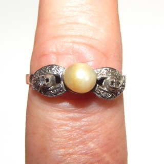 Vintage 14ct White gold Diamond and Pearl dress ring