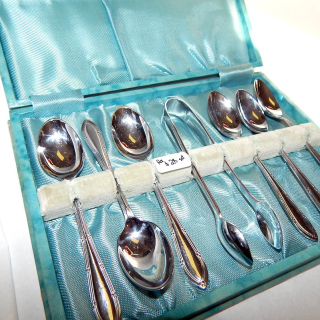 Vintage SILVER Plated coffee spoon and Tong set