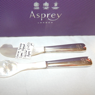 Sterling Silver ASPREY Caviar spoon and spreader