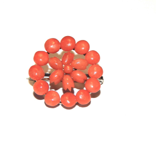 Sterling Silver Antique Coral Brooch