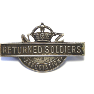 Silver WW1 NZ Returned Soldiers Association Badge Large