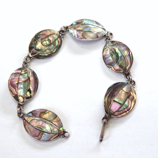 Mexican Silver Shell Link Bracelet