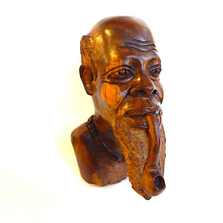 Hand Carved Wooden Head Sculpture