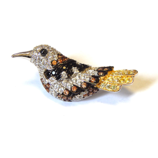 New Sterling Silver CZ Gemstone Bird Brooch - Pendant