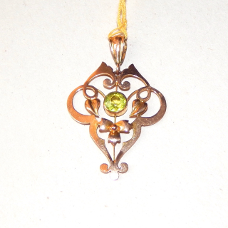 9ct Rose Gold and Peridot Edwardian Pendant