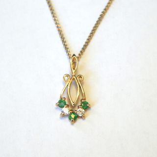 9ct Gold CZ and Emerald Necklace