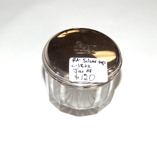 1822 Stg Silver topped glass container