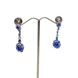 Sapphire & Stg Silver drop earrings