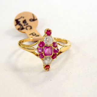 Antique Ruby and Diamond 18ct Gold ring