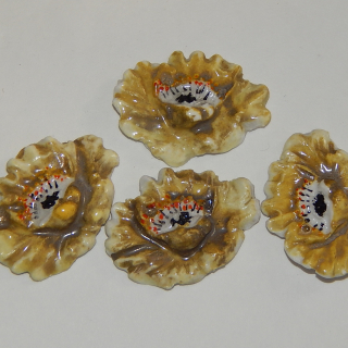 Set of 4 Yellow Flower China Button fronts