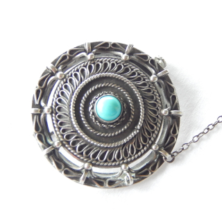 Vintage silver and Turquoise Brooch