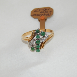 18ct Emerald and Diamond Mutli stone Dress Ring
