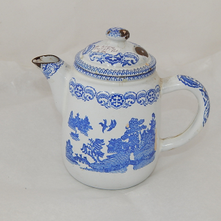 Antique Enamel Willow Pattern tiny Tea Pot