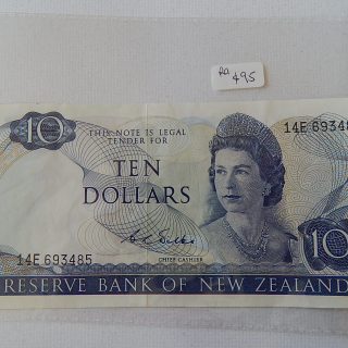 1968-75 Wilks Ten Dollar NZ Banknote