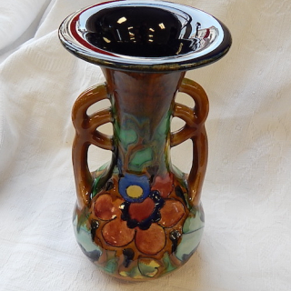 1930s Multi Coloured Floral Vase