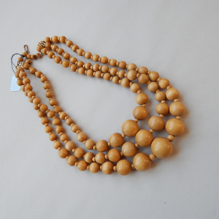 Triple string of VINTAGE Wooden beads