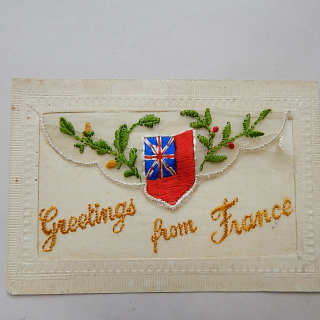 Antique Silk GREETINGS FROM FRANCE Postcard