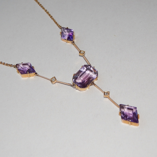Antique 15ct Gold, Amethyst and Diamond Necklace.