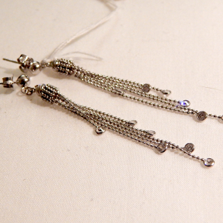 Sterling Silver tassel earrings with crystals