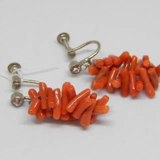 Vintage Orange Coral drop earrings