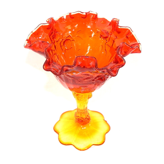 Orange and Yellow Art Glass Comport
