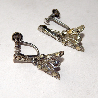 Marcasite and Silver pair of Screw ons