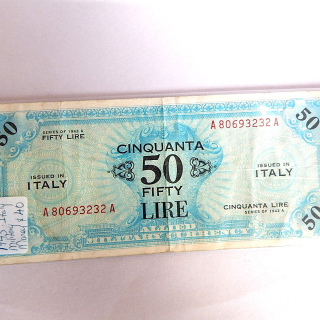 1943 Fifty Lire Military Bank note 1943