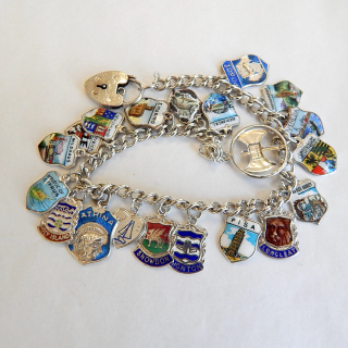Sterling Silver Charm Bracelet with enamel charms