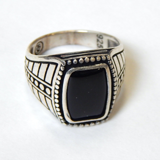 Gents NEW Sterling Silver and Onyx Signet ring