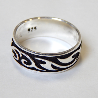 Large Sterling Silver FLAME GENTS Band