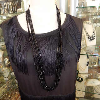 New Art Deco Styled 6 string Glass Bead Necklace