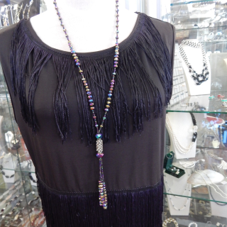 Art Deco Carnival Glass LOOK,  NEW Necklace